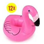 Ficha técnica e caractérísticas do produto Kit 12 Boias Flamingos Porta Copos Inflável para Piscina Praia