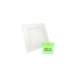 Ficha técnica e caractérísticas do produto Kit 12 Luminária Led Painel Plafon Embutir 12W Quadrado 17X17cm Branco Quente