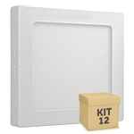 Ficha técnica e caractérísticas do produto Kit 12 Luminária Plafon LED 12w Sobrepor Branco Quente