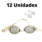 Ficha técnica e caractérísticas do produto Kit 12 Óculos De Natação Infantil Preto Com Protetores de Ouvido