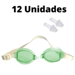 Ficha técnica e caractérísticas do produto Kit 12 Óculos De Natação Infantil Verde Com Protetores de Ouvido
