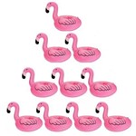 Ficha técnica e caractérísticas do produto Kit 10 Boias Flamingos Porta Copos Inflável para Piscina Praia