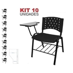 Ficha técnica e caractérísticas do produto KIT 10 Cadeiras Universitárias PRETA com porta livros - 32011