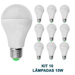 Ficha técnica e caractérísticas do produto Kit 10 Lampada Led 15W Bulbo Soquete E27