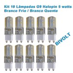 Ficha técnica e caractérísticas do produto Kit 10 Lâmpadas Led Halopin G9 5w Bivolt para Lustres