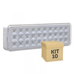 Kit 10 Luminária de Emergência 30 LEDs Slim - Segurimax