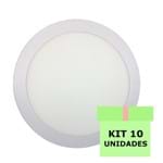 Ficha técnica e caractérísticas do produto Kit 10 Luminária Led Painel Plafon Embutir 18W Redondo 22Cm Branco Quente