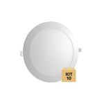 Ficha técnica e caractérísticas do produto Kit 10 Luminária Plafon Led 25w Embutir Redondo Branco Quente