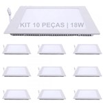 Ficha técnica e caractérísticas do produto Kit 10 Painel Plafon 18w Luminária LED Quadrado Embutir Slim - Briwax