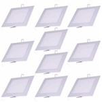 Ficha técnica e caractérísticas do produto Kit 10 Painel Plafon Led Embutir Quadrado 12w Branco Q 3000k