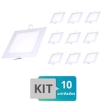 Ficha técnica e caractérísticas do produto  Kit 10 Painel Plafon Led Embutir Slim Quadrado 18W Branco Quente