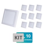 Kit 10 Painel Plafon Led Sobrepor Quadrado 18W Branco Frio - Avant