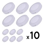 Ficha técnica e caractérísticas do produto Kit 10 Painel Plafon Led Sobrepor Redondo 12w Luminária - Branco Quente