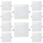 Ficha técnica e caractérísticas do produto Kit 10 Peças Luminária Plafon LED Quadrado Embutir 6w Branco Frio 6500k