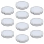 Ficha técnica e caractérísticas do produto Kit 10 Peças Luminária Plafon LED Redondo Sobrepor 12w Branco Frio 6500k