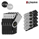 Ficha técnica e caractérísticas do produto Kit 10 Pen Drive Kingston 16GB USB 2.0 DataTraveler 101 G2 Preto