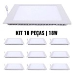 Ficha técnica e caractérísticas do produto Kit 10 Plafon 18W Luminária LED Painel Embutir QUADRADO Branco Frio Slim