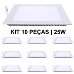 Ficha técnica e caractérísticas do produto Kit 10 Plafon 25w Luminárias LED Painel Embutir QUADRADO Branco Frio BRIWAX 6500K