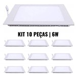 Ficha técnica e caractérísticas do produto Kit 10 Plafon 6w Luminárias LED Painel Embutir QUADRADO Branco Frio SLIM