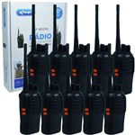 Ficha técnica e caractérísticas do produto Kit 10 Rádios Comunicador HT Walk Talk UHF 16 Canais Profissional Knup KP-M0008 Preto Bivolt