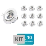 Ficha técnica e caractérísticas do produto Kit 10 Spot Led Embutir Redondo 5W Branco Quente