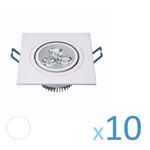 Ficha técnica e caractérísticas do produto Kit 10 Spot Quadrado 5w Led Bivolt - Branco Frio