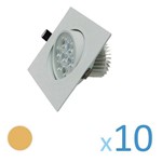 Ficha técnica e caractérísticas do produto Kit 10 Spot Quadrado 7w Led Bivolt - Branco Quente