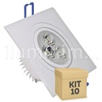 Ficha técnica e caractérísticas do produto Kit 10 Spot Quadrado Led 3w Branco Frio Super Branca