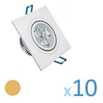 Ficha técnica e caractérísticas do produto Kit 10 Spot Quadrado 3w Led Bivolt - Branco Quente