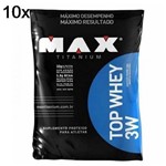 Kit 10X Top Whey 3W - 1800g Refil Chocolate - Max Titanium