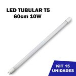 Ficha técnica e caractérísticas do produto Kit 15 Lâmpada Tubular Led T5 Bivolt 60cm Branco Frio 6000k 10w