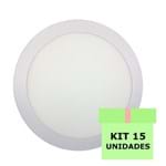 Ficha técnica e caractérísticas do produto Kit 15 Luminária Led Painel Plafon Embutir 18W Redondo 22Cm Branco Frio