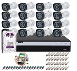 Ficha técnica e caractérísticas do produto Kit 16 Câmeras de Segurança Intelbras Full HD 1080p VHD 1220B IR + DVR Intelbras Full HD + HD 2TB + Acessórios