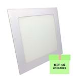 Ficha técnica e caractérísticas do produto Kit 16 Luminária Led Painel Plafon Embutir 18W Quadrado 22X22cm Branco Quente