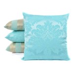 Ficha técnica e caractérísticas do produto Kit 6 Almofadas Decorativas Listrada Azul Tiffany 45cm X 45cm com Enchimento de Silicone Macio