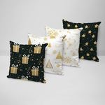 Ficha técnica e caractérísticas do produto Kit 4 Almofadas Decorativas Merry Christmas Gold