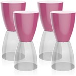 Ficha técnica e caractérísticas do produto Kit 4 Banquetas Bery Assento Color Base Cristal Rosa - Im In