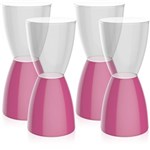 Ficha técnica e caractérísticas do produto Kit 4 Banquetas Bery Assento Cristal Base Color Rosa - Im In