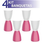 Ficha técnica e caractérísticas do produto Kit 4 Banquetas Bery Assento Cristal Base Color Rosa