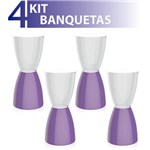 Ficha técnica e caractérísticas do produto Kit 4 Banquetas Bery Assento Cristal Base Color Roxo