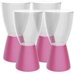 Ficha técnica e caractérísticas do produto Kit 4 Banquetas Carbo Assento Cristal Base Color Rosa - Im In