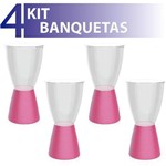 Ficha técnica e caractérísticas do produto Kit 4 Banquetas Carbo Assento Cristal Base Color Rosa