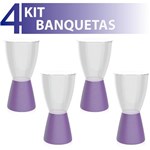 Ficha técnica e caractérísticas do produto Kit 4 Banquetas Carbo Assento Cristal Base Color Roxo