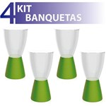 Ficha técnica e caractérísticas do produto Kit 4 Banquetas Carbo Assento Cristal Base Color Verde