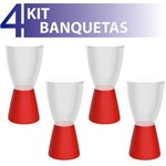 Ficha técnica e caractérísticas do produto Kit 4 Banquetas Carbo Assento Cristal Base Color Vermelho