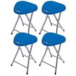 Ficha técnica e caractérísticas do produto Kit 4 Banquetas Dobrável Azul Triangular Delta Aço Polipropileno