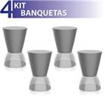 Ficha técnica e caractérísticas do produto Kit 4 Banquetas Nick Assento Color Base Cristal Cinza