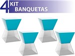 Ficha técnica e caractérísticas do produto Kit 4 Banquetas Nitro Assento Color Base Cristal Azul
