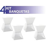 Ficha técnica e caractérísticas do produto Kit 4 Banquetas Nitro Assento Color Base Cristal Branco