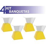 Ficha técnica e caractérísticas do produto Kit 4 Banquetas Nitro Assento Cristal Base Color Amarelo